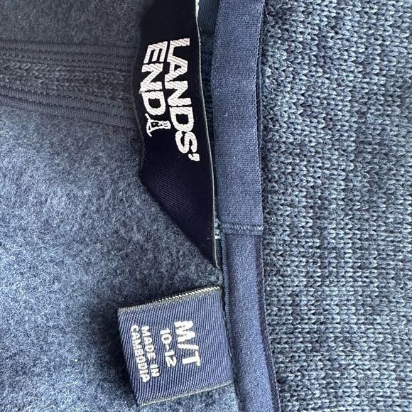 Lands' End Heather Steel Blue Sweater Fleece Long Zip Jacket Tunic Medium M - Picture 9 of 10